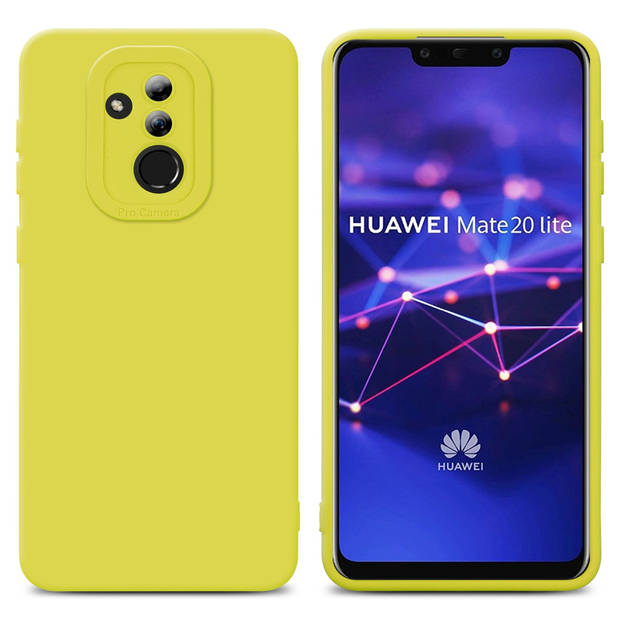 Cadorabo Hoesje geschikt voor Huawei MATE 20 LITE in FLUID GEEL - Beschermhoes TPU silicone Cover Case