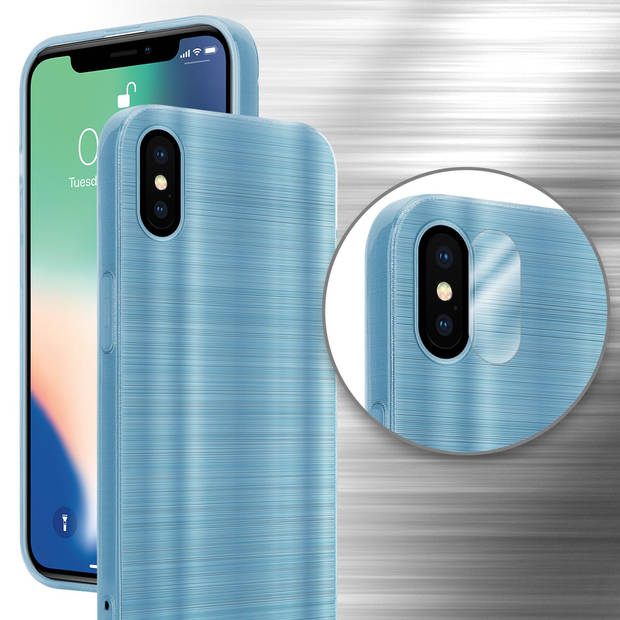 Cadorabo Hoesje geschikt voor Apple iPhone X / XS in Brushed Turqoise - Beschermhoes Case Cover TPU silicone