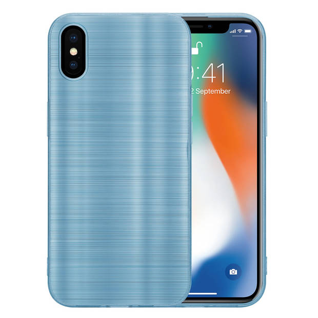 Cadorabo Hoesje geschikt voor Apple iPhone X / XS in Brushed Turqoise - Beschermhoes Case Cover TPU silicone