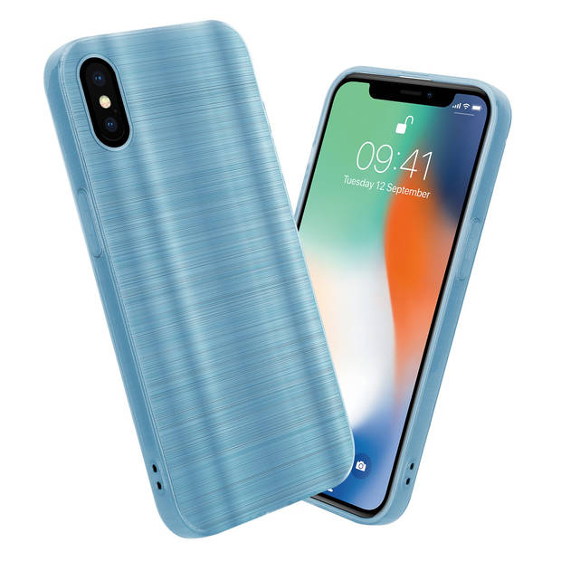 Cadorabo Hoesje geschikt voor Apple iPhone X / XS in Brushed Turqoise - Beschermhoes Case Cover TPU silicone
