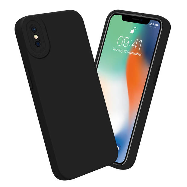 Cadorabo Hoesje geschikt voor Apple iPhone X / XS in FLUID ZWART - Beschermhoes TPU silicone Cover Case