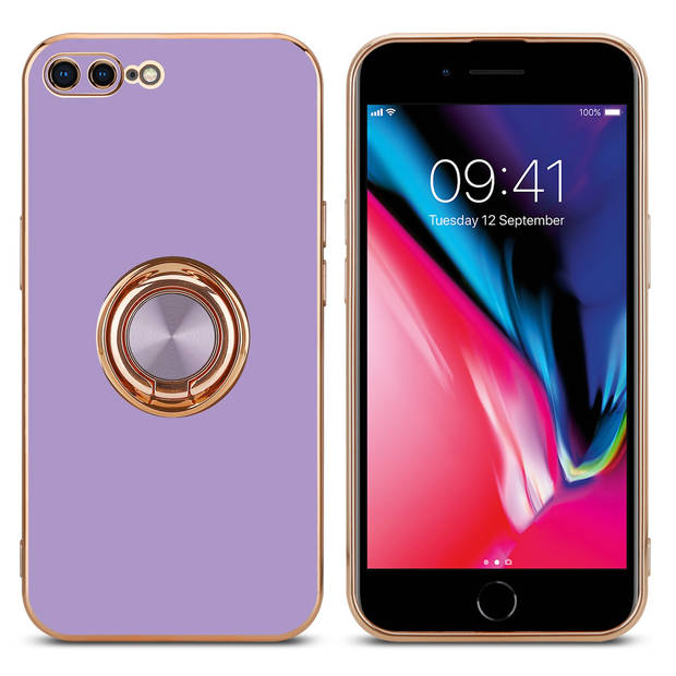 Cadorabo Hoesje geschikt voor Apple iPhone 7 PLUS / 7S PLUS / 8 PLUS in Glossy Licht Paars - Goud - Beschermhoes