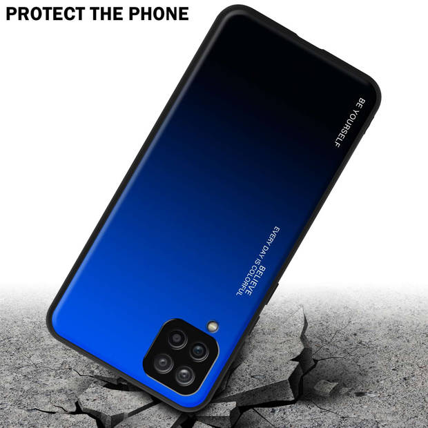 Cadorabo Hoesje geschikt voor Samsung Galaxy A12 / M12 in BLAUW - ZWART - Tweekleurige beschermhoes TPU-silicone Case