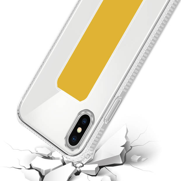 Cadorabo Hoesje geschikt voor Apple iPhone X / XS Cover in GEEL - Beschermhoes TPU silicone Case met houder
