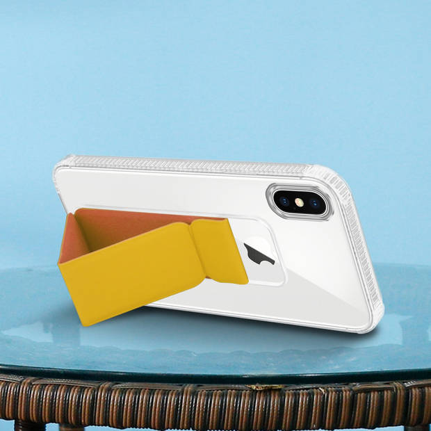 Cadorabo Hoesje geschikt voor Apple iPhone X / XS Cover in GEEL - Beschermhoes TPU silicone Case met houder