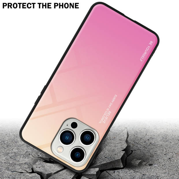 Cadorabo Hoesje geschikt voor Apple iPhone 14 PRO in GEEL - ROZE - Tweekleurige beschermhoes TPU-silicone Case Cover