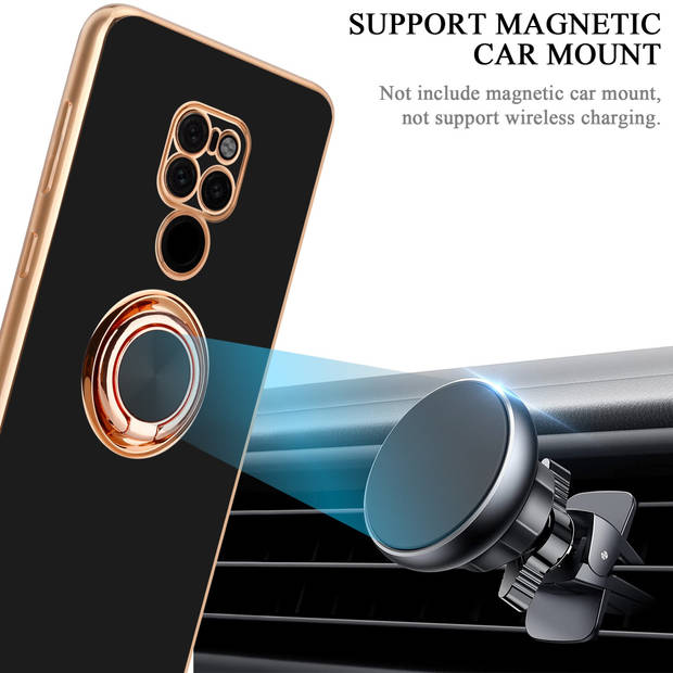 Cadorabo Hoesje geschikt voor Huawei MATE 20 in Glossy Zwart - Goud - Beschermhoes Camerabescherming magnetische