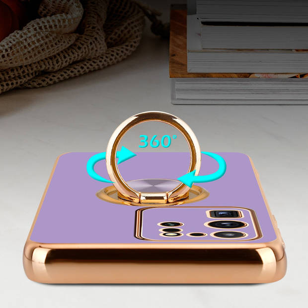 Cadorabo Hoesje geschikt voor Samsung Galaxy S20 ULTRA in Glossy Licht Paars - Goud - Beschermhoes Camerabescherming