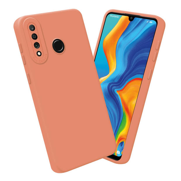 Cadorabo Hoesje geschikt voor Huawei P30 LITE in FLUID LICHT ORANJE - Beschermhoes TPU silicone Cover Case