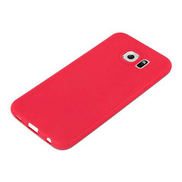 Cadorabo Hoesje geschikt voor Samsung Galaxy S6 in CANDY ROOD - Beschermhoes TPU silicone Case Cover