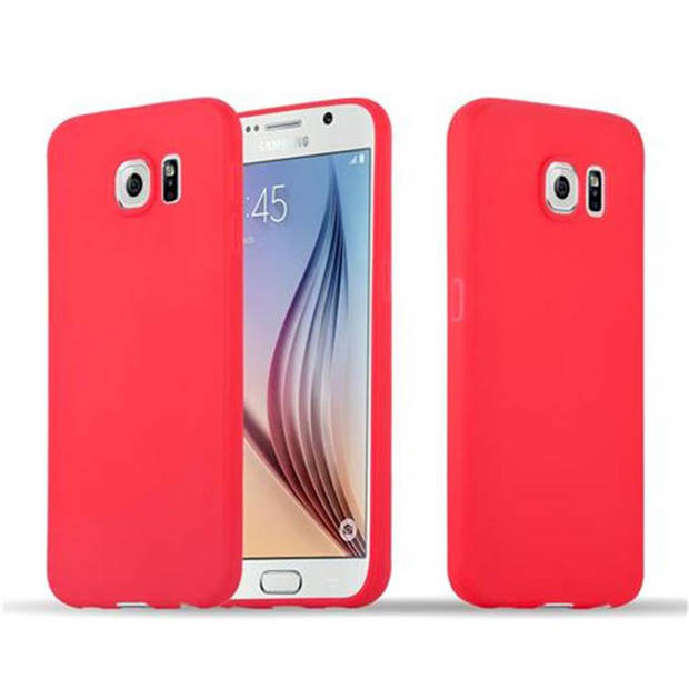 Cadorabo Hoesje geschikt voor Samsung Galaxy S6 in CANDY ROOD - Beschermhoes TPU silicone Case Cover