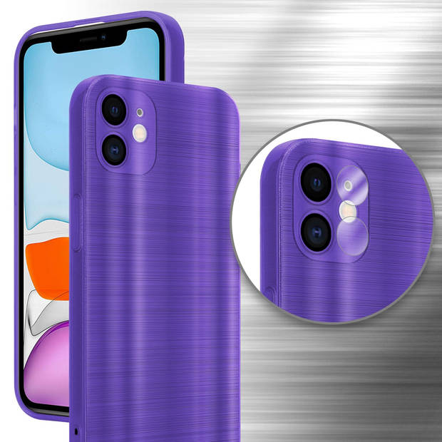 Cadorabo Hoesje geschikt voor Apple iPhone 11 in Brushed Paars - Beschermhoes Case Cover TPU silicone