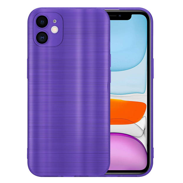 Cadorabo Hoesje geschikt voor Apple iPhone 11 in Brushed Paars - Beschermhoes Case Cover TPU silicone