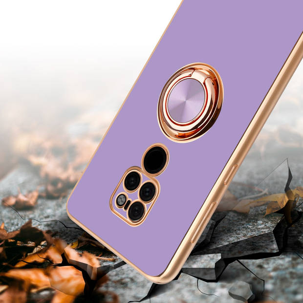 Cadorabo Hoesje geschikt voor Huawei MATE 20 in Glossy Licht Paars - Goud - Beschermhoes Camerabescherming magnetische