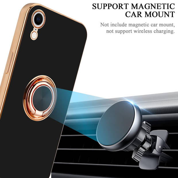 Cadorabo Hoesje geschikt voor Apple iPhone XR in Glossy Zwart - Goud - Beschermhoes Camerabescherming magnetische