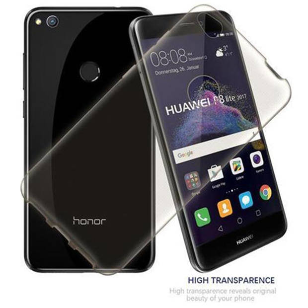 Cadorabo Hoesje geschikt voor Huawei P8 LITE 2017 / P9 LITE 2017 in TRANSPARANT ZWART - Beschermhoes Cover gemaakt van