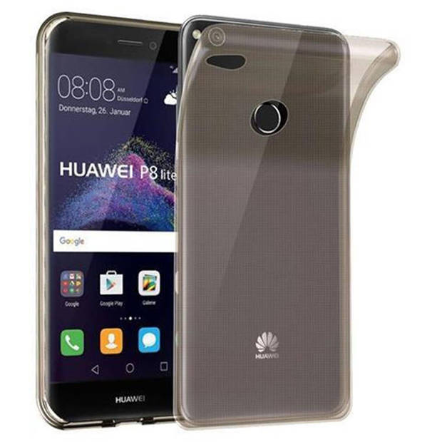 Cadorabo Hoesje geschikt voor Huawei P8 LITE 2017 / P9 LITE 2017 in TRANSPARANT ZWART - Beschermhoes Cover gemaakt van