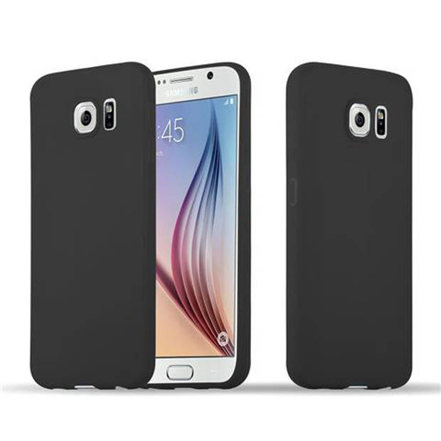 Cadorabo Hoesje geschikt voor Samsung Galaxy S6 in CANDY ZWART - Beschermhoes TPU silicone Case Cover