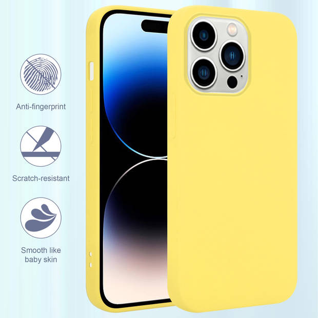 Cadorabo Hoesje geschikt voor Apple iPhone 14 PRO Case in LIQUID GEEL - Beschermhoes TPU silicone Cover