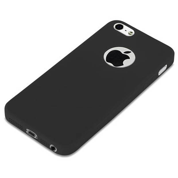 Cadorabo Hoesje geschikt voor Apple iPhone 5 / 5S / SE 2016 in CANDY ZWART - Beschermhoes TPU silicone Case Cover