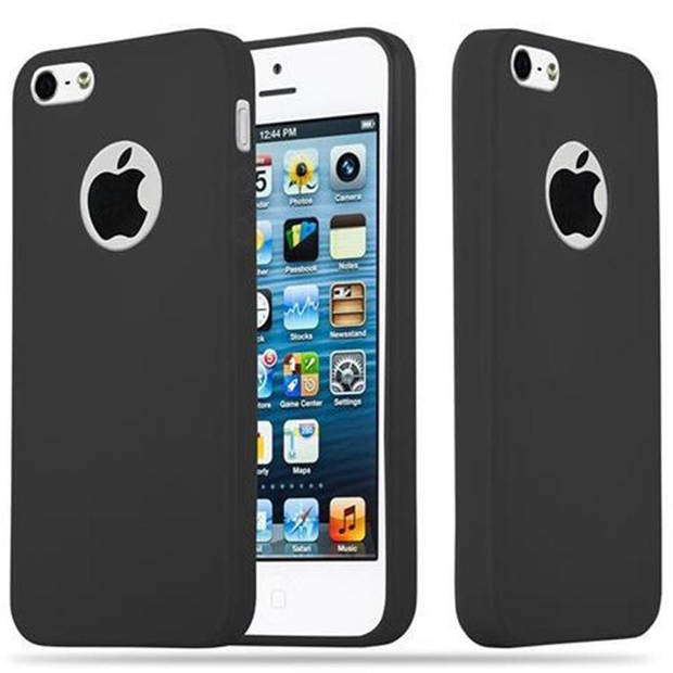 Cadorabo Hoesje geschikt voor Apple iPhone 5 / 5S / SE 2016 in CANDY ZWART - Beschermhoes TPU silicone Case Cover