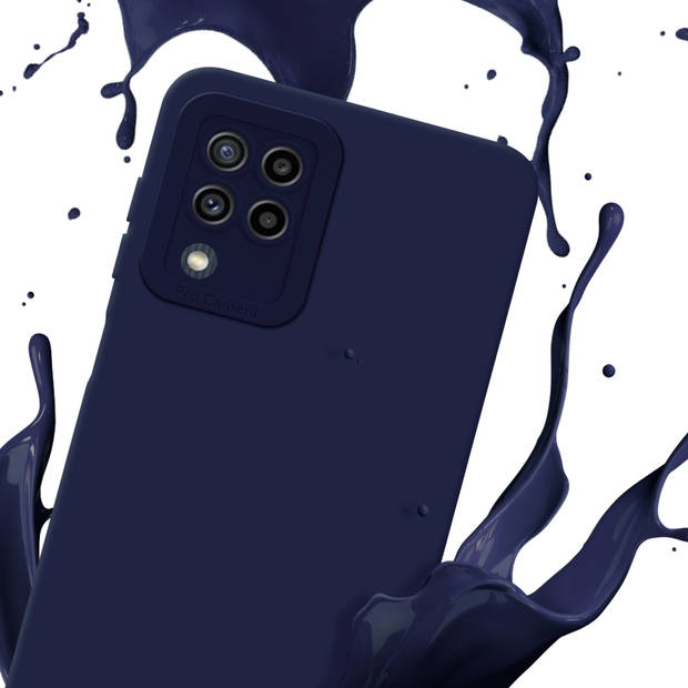 Cadorabo Hoesje geschikt voor Samsung Galaxy M22 / M32 4G in FLUID DONKER BLAUW - Beschermhoes TPU silicone Cover Case