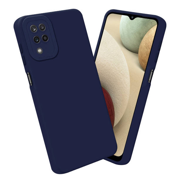 Cadorabo Hoesje geschikt voor Samsung Galaxy A12 / M12 in FLUID DONKER BLAUW - Beschermhoes TPU silicone Cover Case