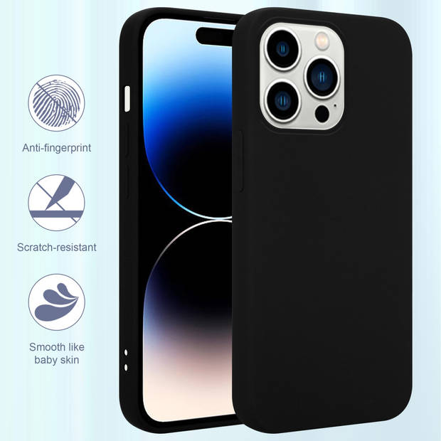 Cadorabo Hoesje geschikt voor Apple iPhone 14 PRO MAX Case in LIQUID ZWART - Beschermhoes TPU silicone Cover