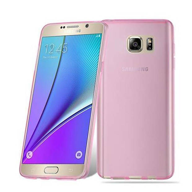 Cadorabo Hoesje geschikt voor Samsung Galaxy NOTE 5 in TRANSPARANT ROZE - Beschermhoes Cover gemaakt van TPU Silicone