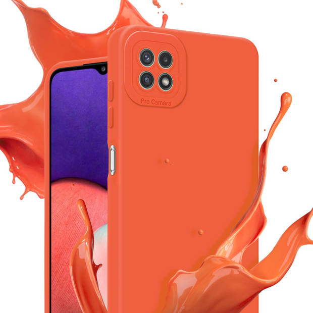 Cadorabo Hoesje geschikt voor Samsung Galaxy A22 5G in FLUID ORANJE - Beschermhoes TPU silicone Cover Case