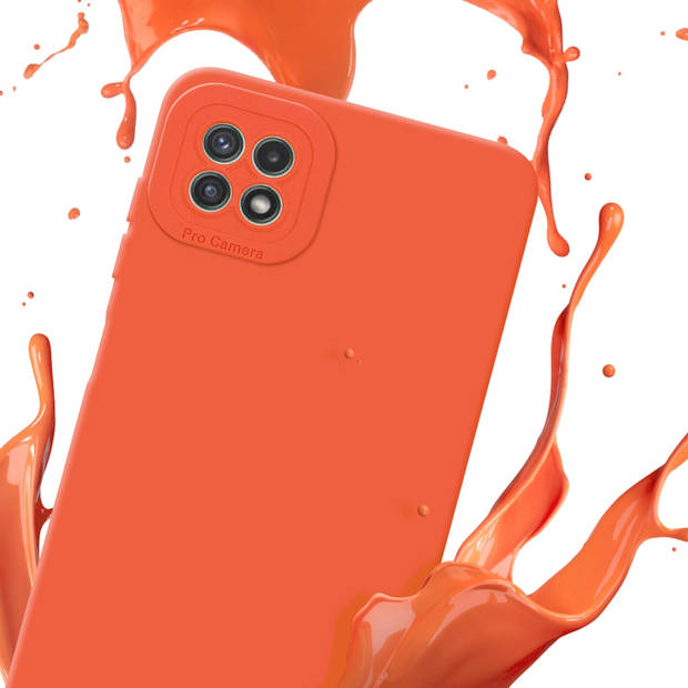 Cadorabo Hoesje geschikt voor Samsung Galaxy A22 5G in FLUID ORANJE - Beschermhoes TPU silicone Cover Case