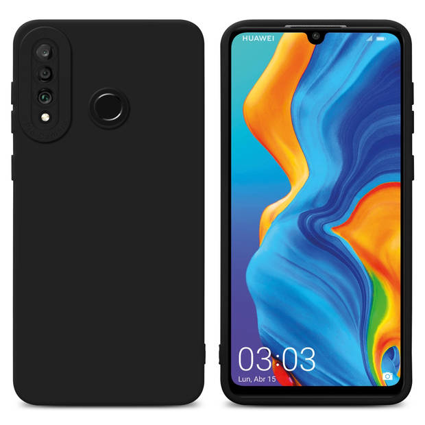 Cadorabo Hoesje geschikt voor Huawei P30 LITE in FLUID ZWART - Beschermhoes TPU silicone Cover Case