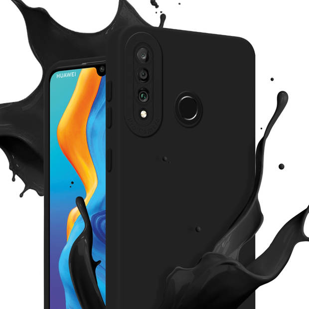 Cadorabo Hoesje geschikt voor Huawei P30 LITE in FLUID ZWART - Beschermhoes TPU silicone Cover Case