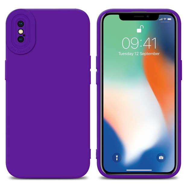 Cadorabo Hoesje geschikt voor Apple iPhone X / XS in FLUID DONKER PAARS - Beschermhoes TPU silicone Cover Case