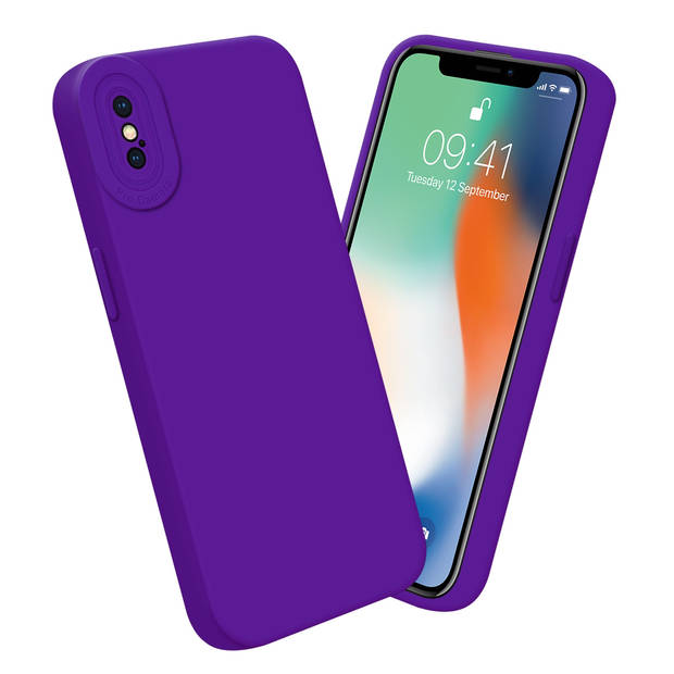 Cadorabo Hoesje geschikt voor Apple iPhone X / XS in FLUID DONKER PAARS - Beschermhoes TPU silicone Cover Case