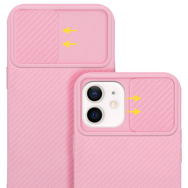 Cadorabo Hoesje geschikt voor Apple iPhone 12 in Bonbon Roze - Beschermhoes TPU-silicone Case Cover Camerabescherming