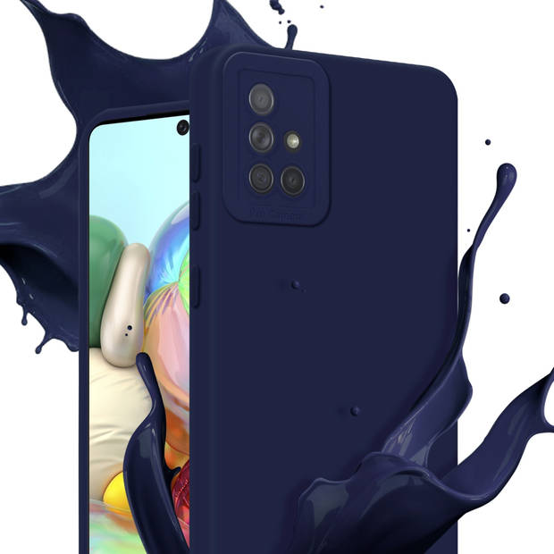 Cadorabo Hoesje geschikt voor Samsung Galaxy A71 4G in FLUID DONKER BLAUW - Beschermhoes TPU silicone Cover Case