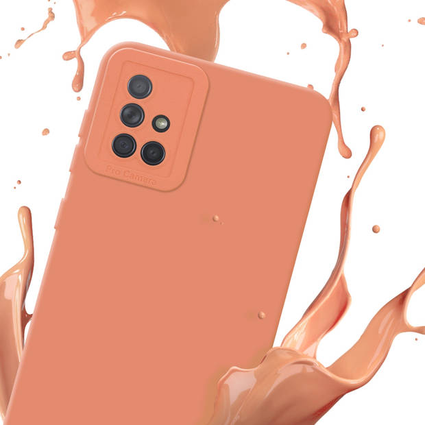 Cadorabo Hoesje geschikt voor Samsung Galaxy A71 4G in FLUID LICHT ORANJE - Beschermhoes TPU silicone Cover Case