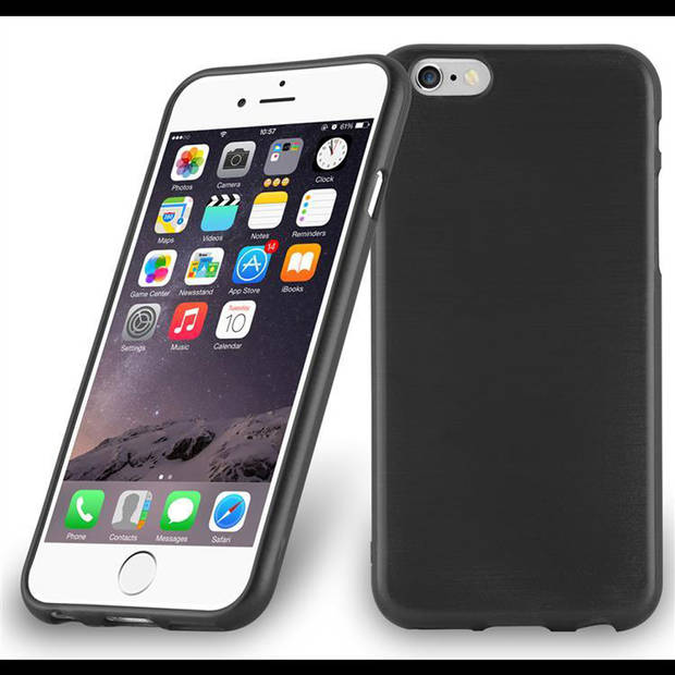 Cadorabo Hoesje geschikt voor Apple iPhone 6 / 6S in ZWART - Beschermhoes TPU silicone Case Cover Brushed
