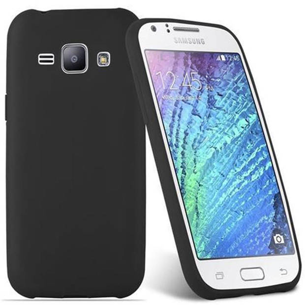 Cadorabo Hoesje geschikt voor Samsung Galaxy J1 2015 in CANDY ZWART - Beschermhoes TPU silicone Case Cover