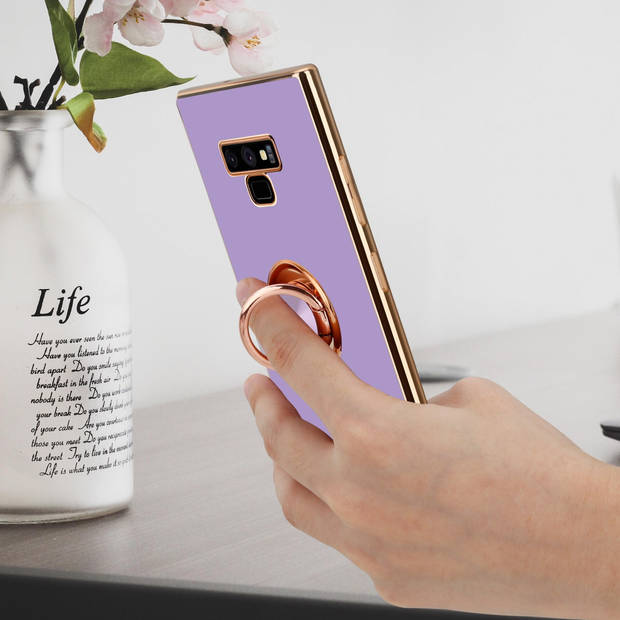 Cadorabo Hoesje geschikt voor Samsung Galaxy NOTE 9 in Glossy Licht Paars - Goud - Beschermhoes Camerabescherming