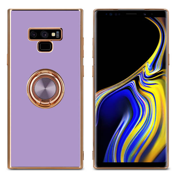 Cadorabo Hoesje geschikt voor Samsung Galaxy NOTE 9 in Glossy Licht Paars - Goud - Beschermhoes Camerabescherming