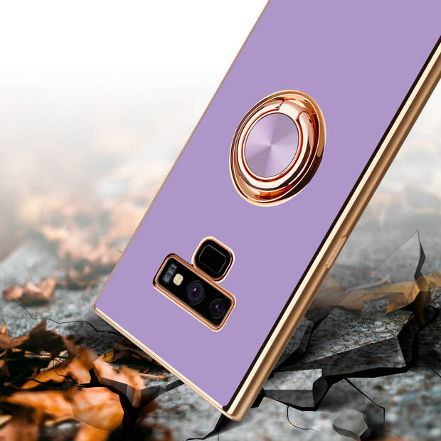 Cadorabo Hoesje geschikt voor Samsung Galaxy NOTE 9 in Glossy Licht Paars - Goud - Beschermhoes Camerabescherming