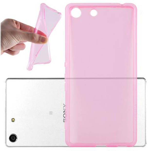 Cadorabo Hoesje geschikt voor Sony Xperia M5 in TRANSPARANT ROZE - Beschermhoes Cover gemaakt van TPU Silicone Case