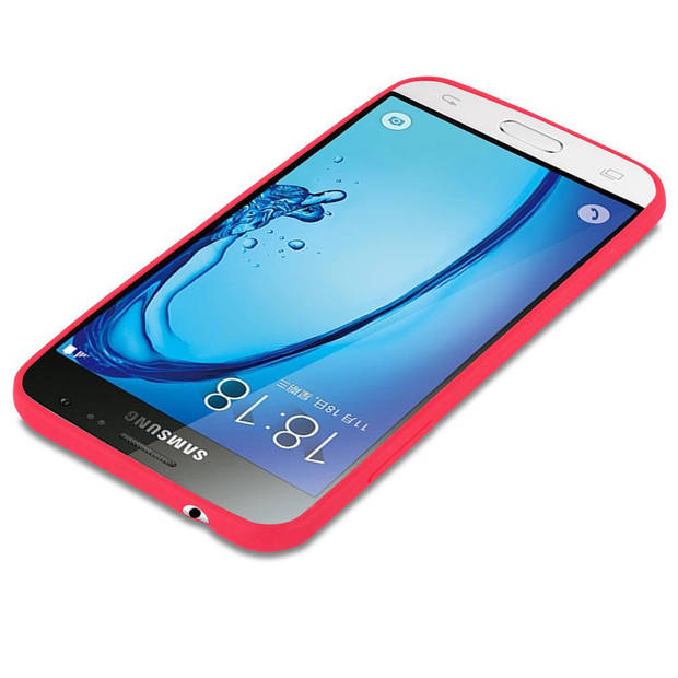 Cadorabo Hoesje geschikt voor Samsung Galaxy J3 2016 in CANDY ROOD - Beschermhoes TPU silicone Case Cover