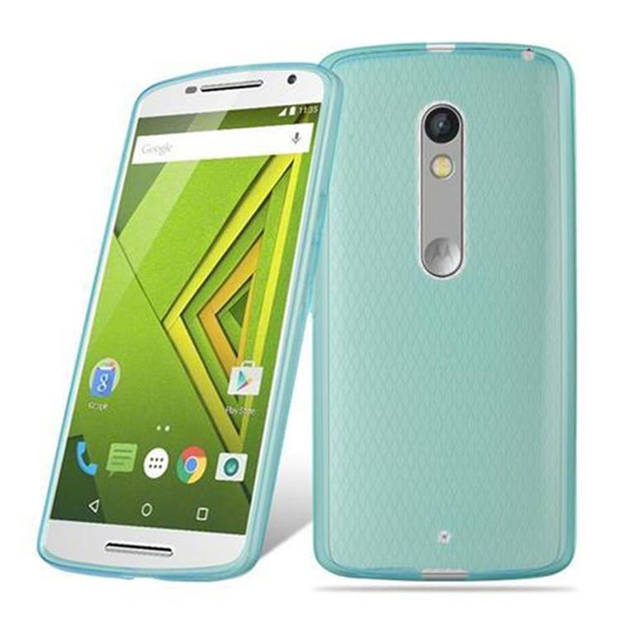 Cadorabo Hoesje geschikt voor Motorola MOTO X PLAY in TRANSPARANT BLAUW - Beschermhoes Cover gemaakt van TPU Silicone