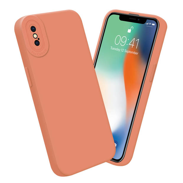 Cadorabo Hoesje geschikt voor Apple iPhone X / XS in FLUID LICHT ORANJE - Beschermhoes TPU silicone Cover Case