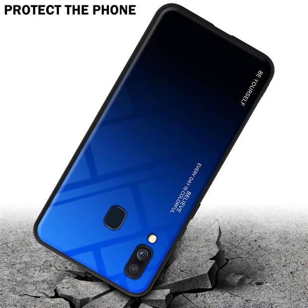 Cadorabo Hoesje geschikt voor Samsung Galaxy A40 in BLAUW - ZWART - Tweekleurige beschermhoes TPU-silicone Case Cover