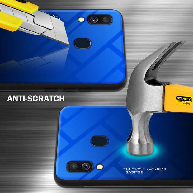 Cadorabo Hoesje geschikt voor Samsung Galaxy A40 in BLAUW - ZWART - Tweekleurige beschermhoes TPU-silicone Case Cover