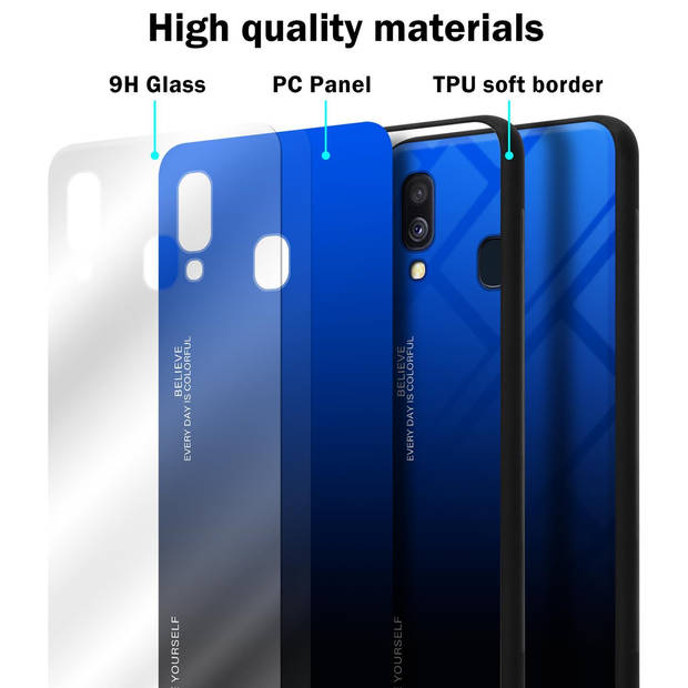 Cadorabo Hoesje geschikt voor Samsung Galaxy A40 in BLAUW - ZWART - Tweekleurige beschermhoes TPU-silicone Case Cover